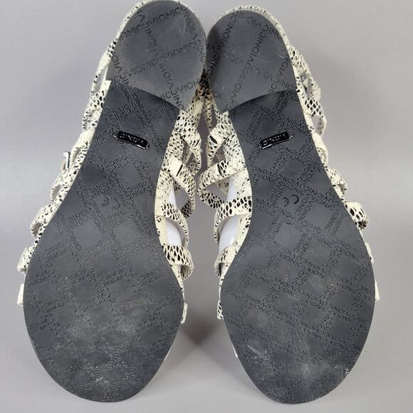 Vionic Sami Caged Sandals Snake Print Open Toe Block Heel Black White Size 10 - Picture 8 of 15